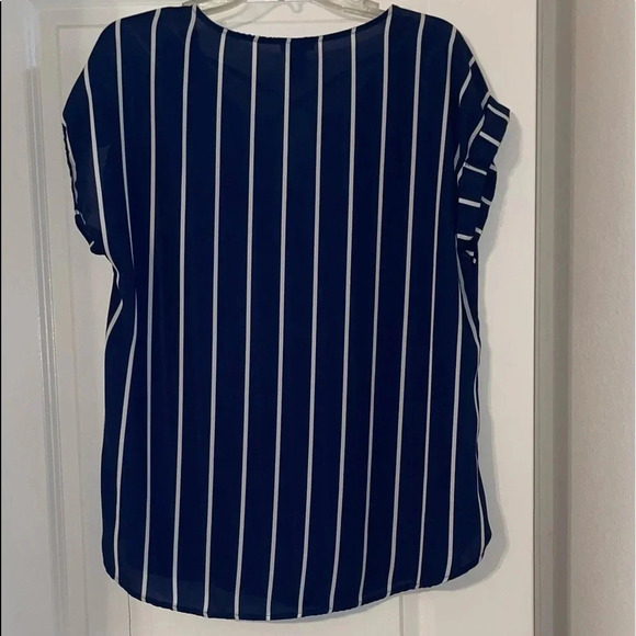 NAVY BLUE & WHITE STRIPED BLOUSE - Picture 2 of 5
